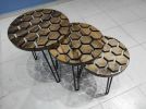 Hexagon Coffee Table Set, Round Epoxy Table, Resin Dining | Dining Table in Tables by LuxuryEpoxyFurniture. Item composed of wood & synthetic