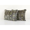 Set of Two Sea Green Ikat Velvet Pillow, Pair Silk Lumbar | Cushion in Pillows by Vintage Pillows Store. Item made of cotton