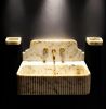 Fluted Calacatta Gold Marble Sink: Modern Bathroom Vanity, 24" x 16" | Water Fixtures by AYMARBLEDESIGN LLC