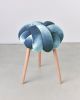 Sage Velvet Knot Stool | Chairs by Knots Studio. Item composed of walnut and fabric
