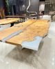 Light Wood Dining Table, White Epoxy Resin Table | Tables by Tinella Collection. Item made of wood with synthetic works with contemporary & modern style