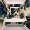 Linen and Blue Petals —  Bold Florals Luxury Wallpaper | Wall Treatments by ELLE WALLS