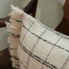 Ivory & Black Grid Remnants of Chanel Lumbar 14x35 | Pillows by Vantage Design