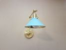 Swing Arm Adjustable Wall Light - Brass & Turquoise | Sconces by Retro Steam Works. Item made of metal compatible with industrial style