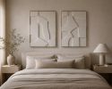 Diptych Wall Art Set (2 pieces) - Modern Textured Plaster Sculptures - Off White Decor - Housewarming Gift - Japandi Style Design | Wall Sculpture in Wall Hangings by Vaiva Art Atelier