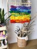 XL Rainbow hand woven wall hanging tapestry | Wall Hangings by Awesome Knots. Item composed of wood and cotton
