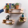 Squiggle Floating Shelves: Cherry & Ash Hardwood, Pastel Accents | Shelving in Storage by Spacecraft Furnishing