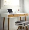 Desk Lacquered in White and Oak Drawers | Tables by Manuel Barrera Habitables. Item made of oak wood