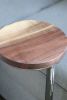 Small Industrial round side table, live-edge walnut 9" | Tables by Hazel Oak Farms | Amana Colonies in Amana. Item made of walnut & steel
