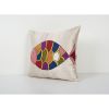 Suzani Silk Animal Pillow Cover, Handmade Embroideredx Fish | Cushion in Pillows by Vintage Pillows Store