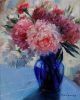 Flowers in blue vase oil painting original, Canvas floral | Oil And Acrylic Painting in Paintings by Natart. Item made of canvas & synthetic compatible with contemporary style