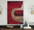Rich Burgundy Abstract Art | Oil And Acrylic Painting in Paintings by Berezart. Item made of canvas works with minimalism & mid century modern style