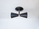 2-Arm Linear Modern Wall Sconce Matte Black and Brushed | Sconces by Retro Steam Works. Item made of metal works with industrial style