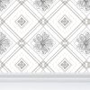 Trellis - Violet and Aster - Greyscale - Medium Print | Wallpaper in Wall Treatments by Sean Martorana. Item composed of paper