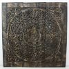 Haussmann® Teak Lotus Panel Inlay 36 in x 36 in Black Stain | Engraving in Art & Wall Decor by Haussmann®