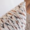 White Wool with Striations Capped with Orange Felt Wool Pillow 20x20 | Pillows by Vantage Design