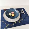 Navy blue rectangle placemats with cutlery pocket. Set of 2 | Tableware by DecoMundo Home. Item composed of fabric and leather in minimalism or industrial style