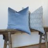 Grey Blue Arrows Printed on Linen Pillow 24x24 | Pillows by Vantage Design