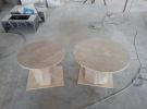 Travertine Coffee Table Set: Round Side Tables | Tables by AEGEAN MARBLE ARTISAN ATELIER