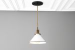 White Cone Shade Pendant Light - Model No. 1412 | Pendants by Peared Creation. Item composed of brass