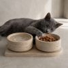 Travertine cat or dog double bowl set | Water Fixtures by AYMARBLEDESIGN LLC