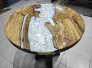 Olive Wood Metallic White Epoxy Table Center Table | Dining Table in Tables by LuxuryEpoxyFurniture. Item composed of wood & synthetic