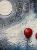 Lovers Under the Stars and Moon | Mixed Media in Paintings by Susan Wallis. Item works with contemporary & modern style