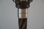Reclaimed Ski Chairlift Cable Lamp | Upcycled Industrial Desk Lighting | Rustic Cabin Decor | Table Lamp in Lamps by industrial comfort. Item made of steel works with contemporary & country & farmhouse style