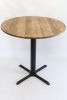 Modern Round Hackberry Pub Table with Black Steel Legs | Side Table in Tables by Hazel Oak Farms. Item composed of wood and metal