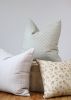 Embroidered Taupe and Blue Floral Motif Decorative Pillow | Pillows by Vantage Design