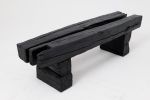 Garden Bench, Rustic Blackened Wood, Raw Organic Form Indoor, Outdoor | Benches & Ottomans by Logniture
