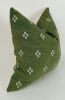 hmong pillow, green and white pillow, green woven illow | Pillows by Velvet Fringe