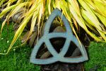 Celtic Trinity Knot Blue Glaze Linear Texture | Wall Sculpture in Wall Hangings by Studio Strietnberger / Knottery Pottery - Kathleen Streitenberger. Item composed of ceramic