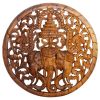 Haussmann® Teak Lotus Panel 3 Elephant Round 60 cm | Engraving in Art & Wall Decor by Haussmann®