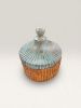 Frosted Ember – Blue & Copper Concrete Jar with Lid | Vessels & Containers by RAW & UNIQ