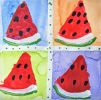 Watermelon - Original Watercolor | Mixed Media in Paintings by Rita Winkler - "My Art, My Shop" (original watercolors by artist with Down syndrome). Item made of paper compatible with contemporary and modern style