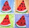 Watermelon - Original Watercolor | Mixed Media in Paintings by Rita Winkler - My Art, My Shop - Where Every Stroke Speaks of Joy and Inclusion (watercolors by artist who has Down syndrome). Item made of paper compatible with contemporary and modern style