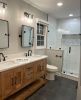 Model #1045 - Custom Double Sink Bathroom Vanity | Countertop in Furniture by Limitless Woodworking. Item made of maple wood compatible with contemporary and country & farmhouse style