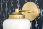 Schoolhouse Sconce - Opal Globe Wall Sconce - Model No. 7321 | Sconces by Peared Creation. Item made of brass