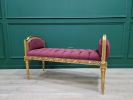 English Style Bench / Aged Gold Leaf Finish/Hand Carved Wood | Benches & Ottomans by Art De Vie Furniture