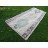 Geometric Distressed Wool Oushak Runner - Wide Hallway Rug | Runner Rug in Rugs by Vintage Pillows Store. Item composed of cotton