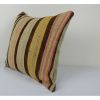 Vintage Faded Color Striped Turkish Kilim Pillow | Cushion in Pillows by Vintage Pillows Store. Item made of wool