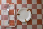 Blush Grid Block Print Napkins, Set of 4 | Linens & Bedding by Ninéh