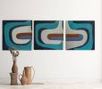 Set of 3  midcentury modern painting | Oil And Acrylic Painting in Paintings by Berezart. Item made of canvas compatible with boho and minimalism style