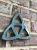 Celtic Trinity Knot Blue Glaze Linear Texture | Wall Sculpture in Wall Hangings by Studio Strietnberger / Knottery Pottery - Kathleen Streitenberger. Item composed of ceramic