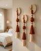 Handmade Boho Tassel Wall Hanging – Yarn & Wood Hook Decor, Terracotta Beige Set of 3 | Macrame Wall Hanging in Wall Hangings by RavaTapestryArt