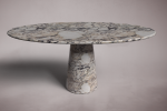 Solitary Cone Travertine Oval Dining Table | Tables by HamamDecor LLC