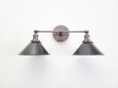 Bathroom Vanity Sconce - Dark Grey Gunmetal and Black Light | Sconces by Retro Steam Works. Item composed of metal and glass in mid century modern or country & farmhouse style