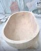 Handmade Light Travertine Bathtub – Modern Stone Soaking Tub | Water Fixtures by AEGEAN MARBLE ARTISAN ATELIER