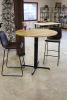 Round Spalted Maple Bar Pub Table with Black Steel Legs | Cocktail Table in Tables by Hazel Oak Farms. Item made of wood with steel